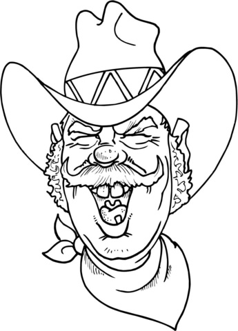 Cowboy Laughing Coloring Page